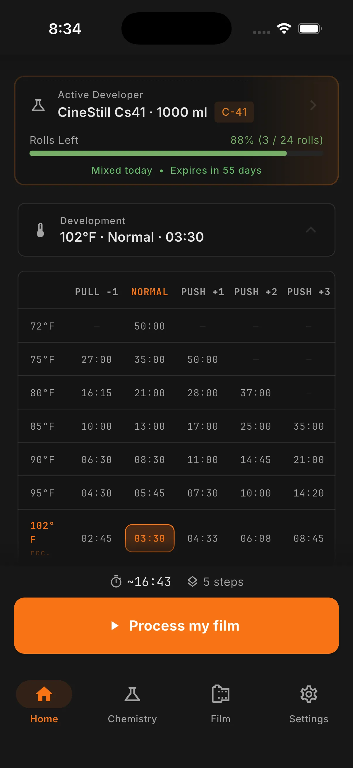 Film Development Timer